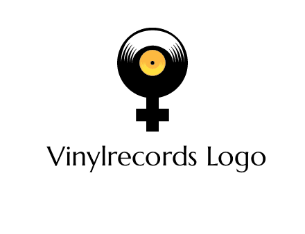 cross sign with gramophone cd logo