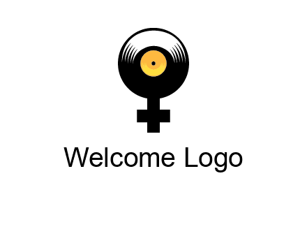 cross sign with gramophone cd logo
