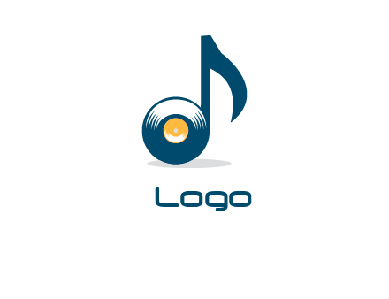 gramophone cd in music notes logo