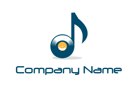 gramophone cd in music notes logo