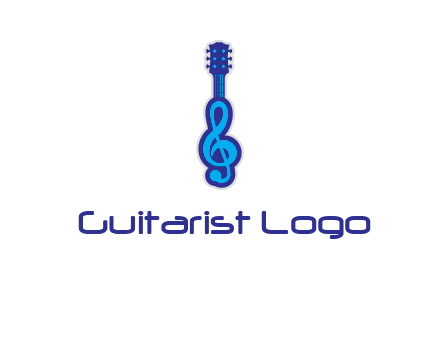 guitar with music notes logo