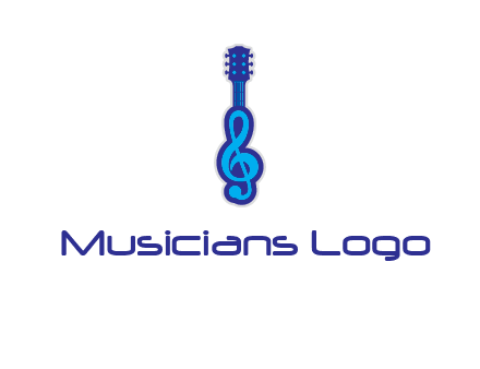 guitar with music notes logo