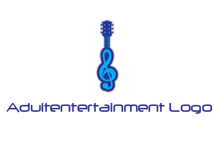 guitar with music notes logo