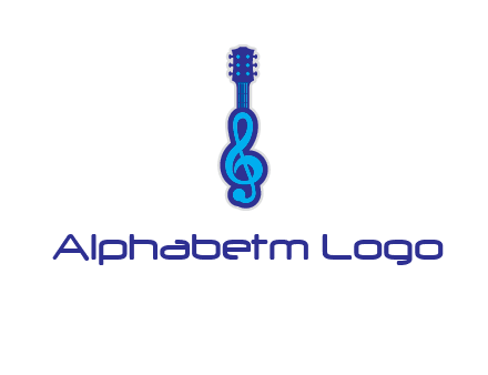 guitar with music notes logo