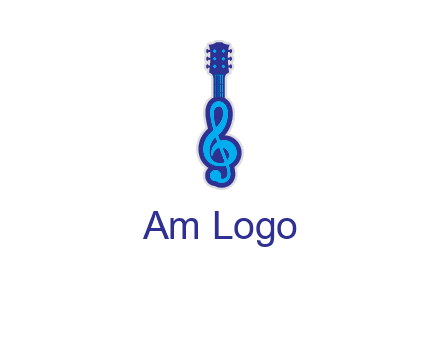 guitar with music notes logo
