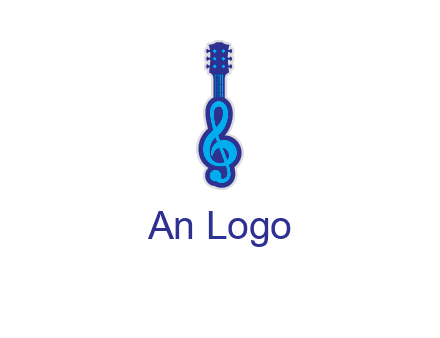 guitar with music notes logo
