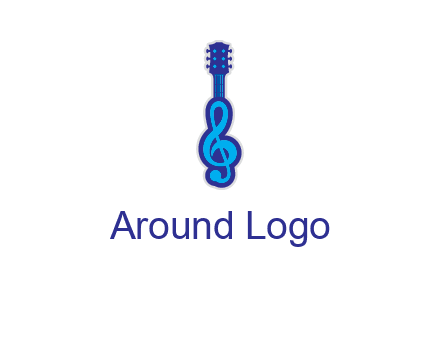 guitar with music notes logo