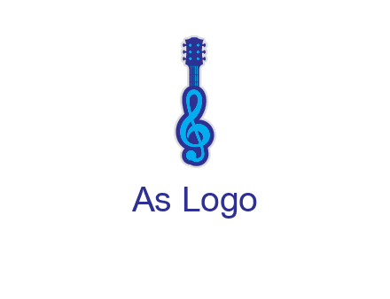guitar with music notes logo