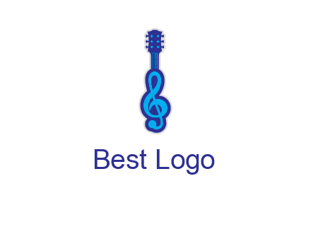 guitar with music notes logo