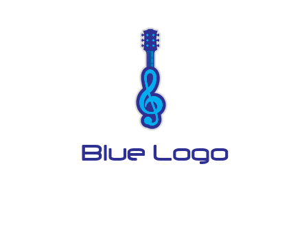 guitar with music notes logo