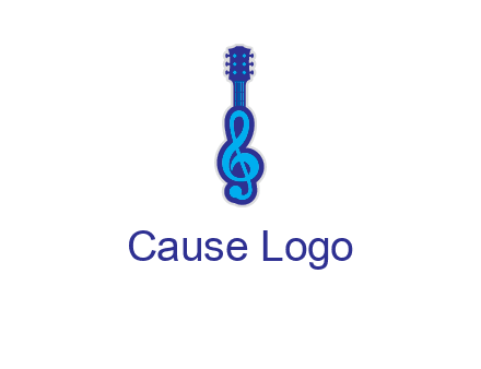 guitar with music notes logo