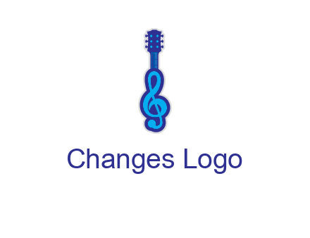 guitar with music notes logo