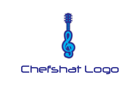 guitar with music notes logo