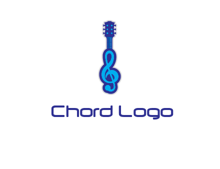 guitar with music notes logo