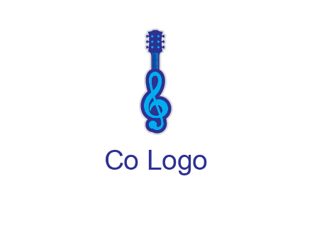guitar with music notes logo