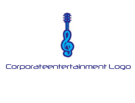 guitar with music notes logo