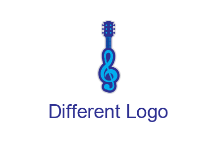 guitar with music notes logo