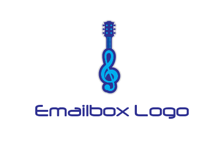 guitar with music notes logo