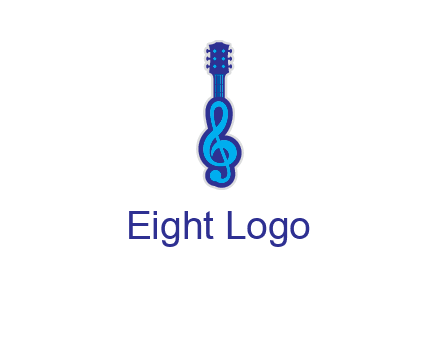 guitar with music notes logo