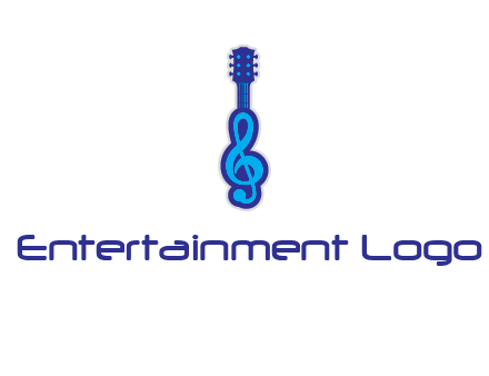 guitar with music notes logo