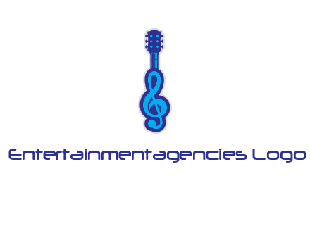 guitar with music notes logo