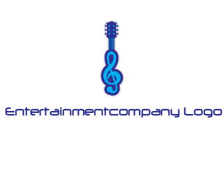 guitar with music notes logo