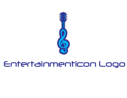 guitar with music notes logo