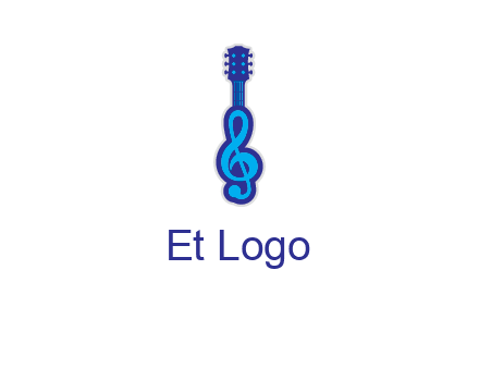 guitar with music notes logo