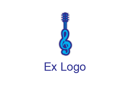 guitar with music notes logo