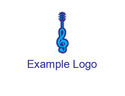 guitar with music notes logo