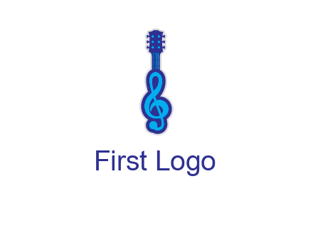 guitar with music notes logo