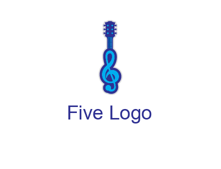 guitar with music notes logo