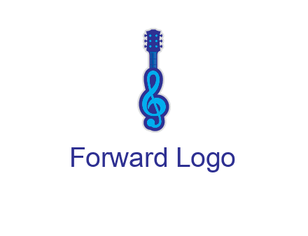 guitar with music notes logo