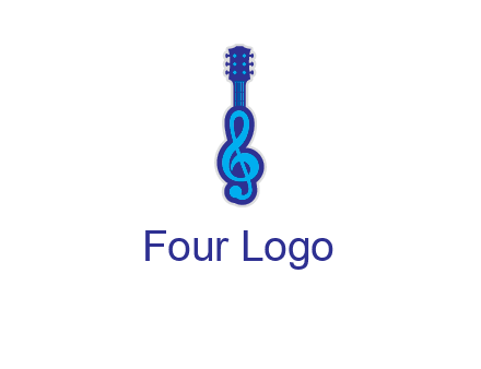 guitar with music notes logo