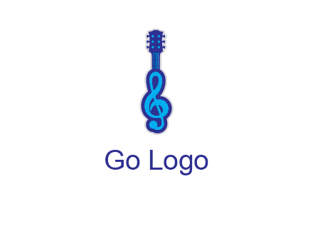 guitar with music notes logo