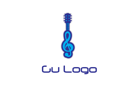 guitar with music notes logo