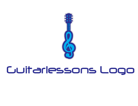 guitar with music notes logo