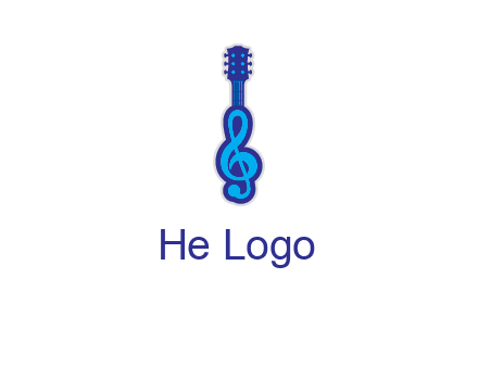 guitar with music notes logo