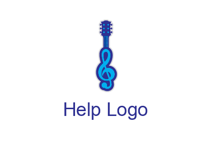 guitar with music notes logo