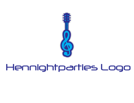 guitar with music notes logo