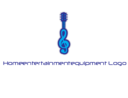 guitar with music notes logo