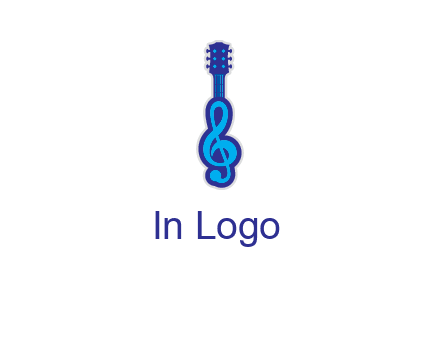 guitar with music notes logo