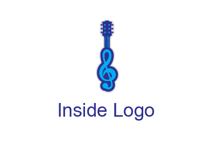guitar with music notes logo