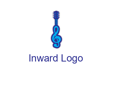 guitar with music notes logo