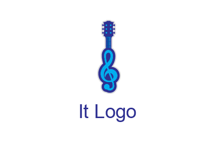 guitar with music notes logo