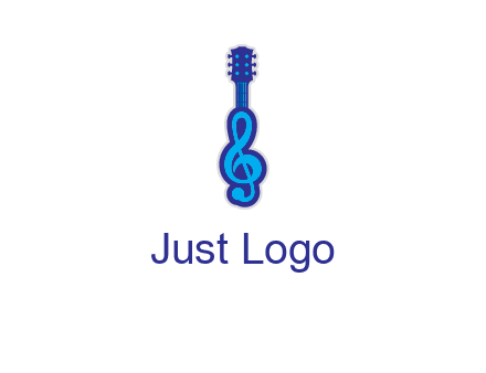 guitar with music notes logo