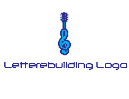 guitar with music notes logo
