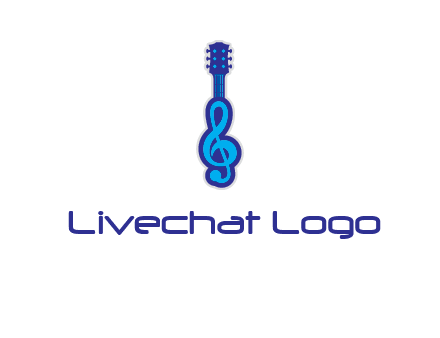 guitar with music notes logo