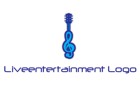 guitar with music notes logo