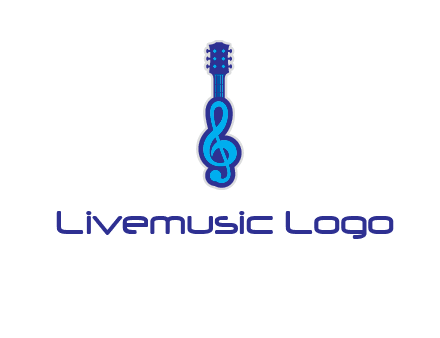 guitar with music notes logo